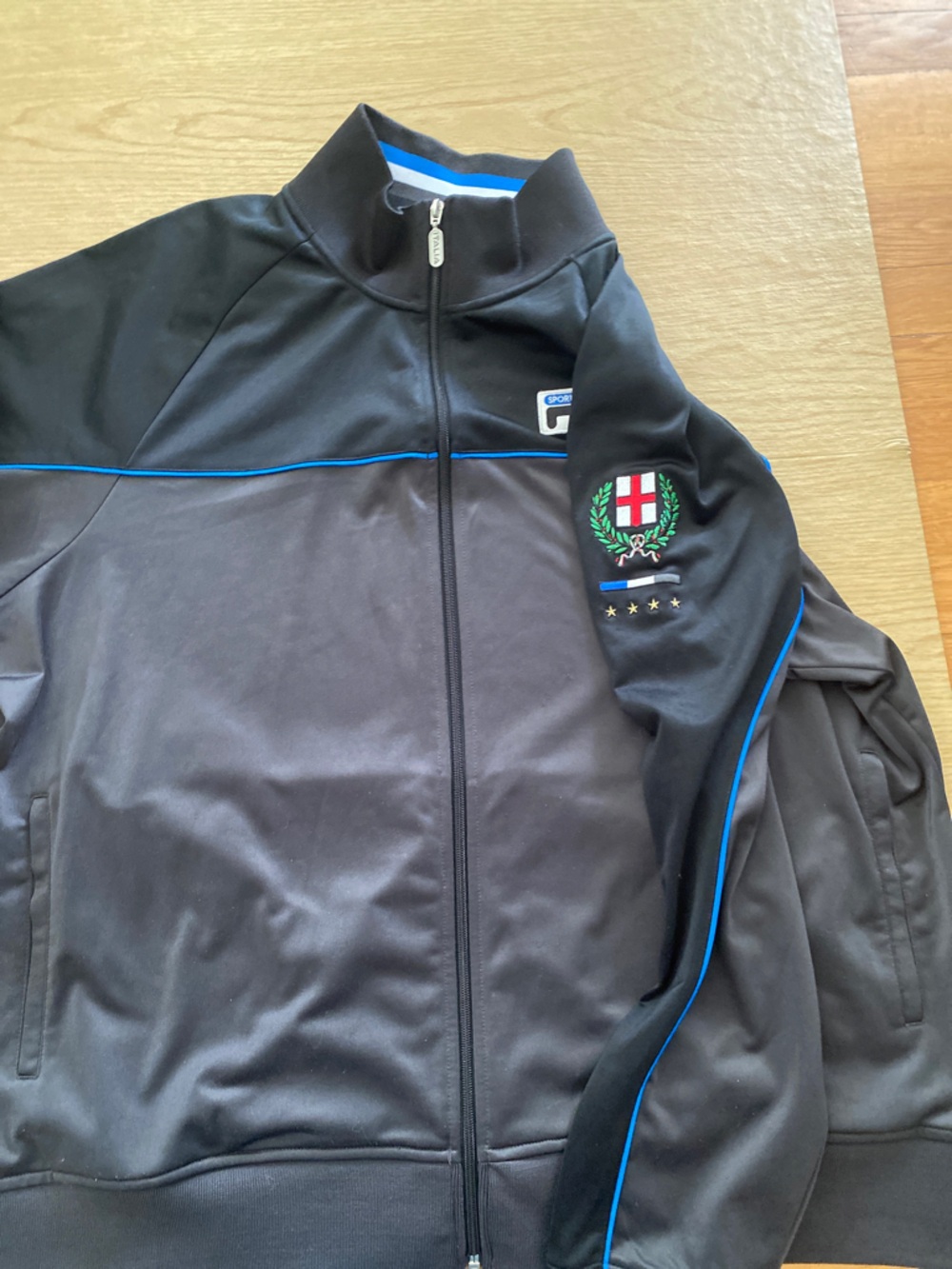 FILA VINTAGE  Black Track Jacket with Blue Trim ITALIA 🇮🇹  XXL